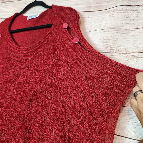 KOKOMO Cape Poncho One Size Red Tank Insert Batwing Sweater Cotton Poly - Picture 5 of 16